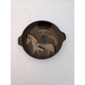 Vtg Dybdahl Pottery Horse Bowl Denmark MCM